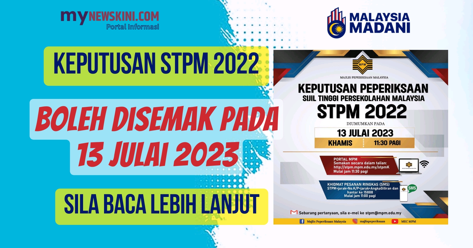 Semakan Keputusan STPM 2022 Majlis Peperiksaan Malaysia Mynewskini 2023